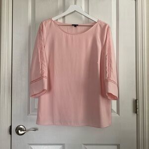Talbots Womens Pale Pink ¾ Sleeve Boat Neck Blouse Size 1XP